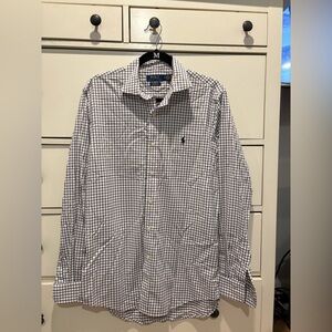 Ralph Lauren Men's Navy and White Checkered Shirt